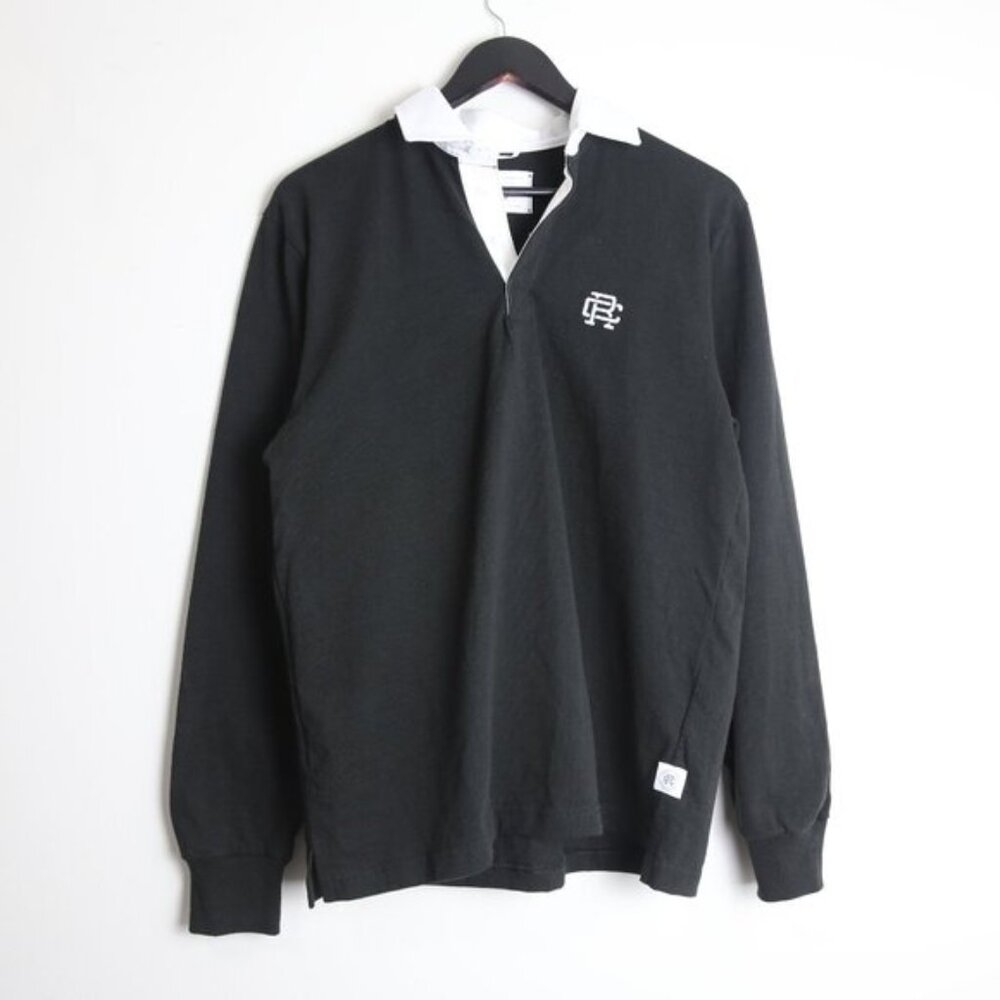 Reigning Champ Men's Knit Barbarian Rugby Shirt Black Size Medium